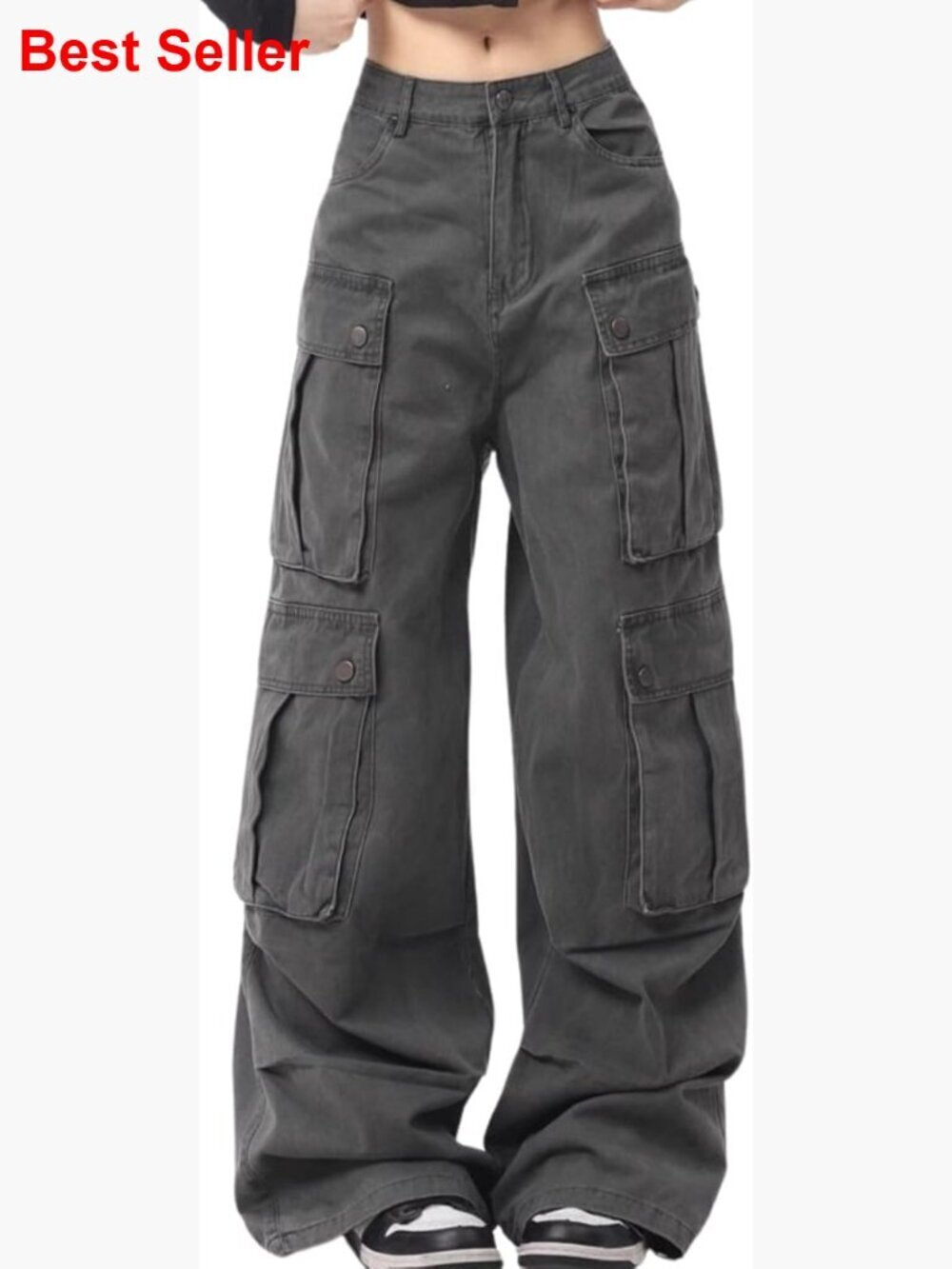 High Waisted Cargo Pants with 8 Pockets Straight Leg Baggy Fit